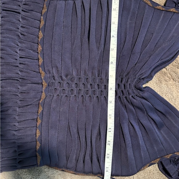 Saks Fifth Avenue Quito Gracie Indigo Synched Waist Midi Dress Size Medium Vneck - Picture 5 of 10